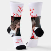 Chaussette Merry Christmas retro Christmas tree kids photo na (Angulaire)