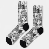 Chaussette Mes poupées patchwork noir et blanc préférées  (Gauche)