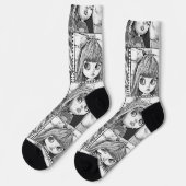 Chaussette Mes poupées patchwork noires et blanches préférées (Gauche)