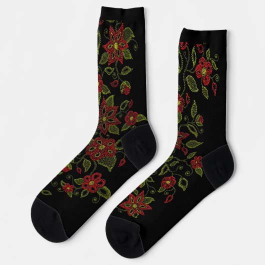 Chaussette Metis Art Socks Native Beading Socks Customize (Gauche)