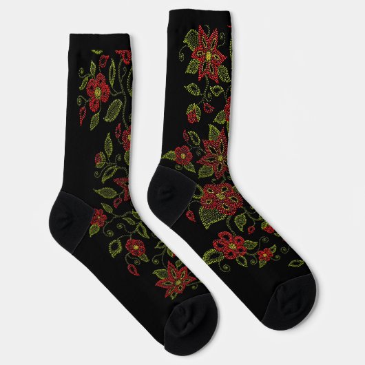 Chaussette Metis Art Socks Native Beading Socks Customize (Droite)