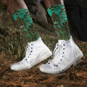 Chaussette Micropuce robotique PCB Turquoise Geek Monogramme