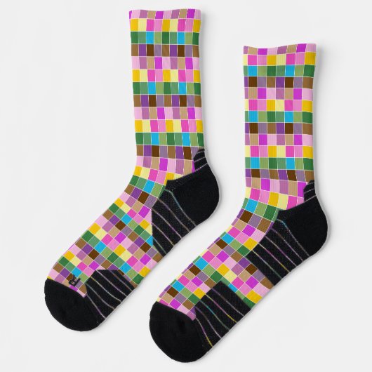 Chaussette Micros couleur violet Check Motif élégant (Gauche)