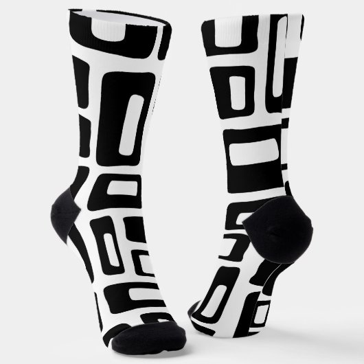 Chaussette Mid-Century Abstrait Black & White Motif (Angulaire)