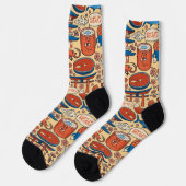 Chaussette mignon cuisine japonaise carrelé motif (Gauche)