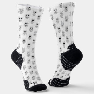 Chaussette Mignon Hibou de Dessin Animé Blanc Grands Yeux Kaw