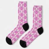Chaussette Mignon Lapin Rose Féminin Visage Printemps Pâques (Gauche)