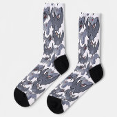 Chaussette Mignonne chauve-souris gris et blanc Cool hommes (Gauche)