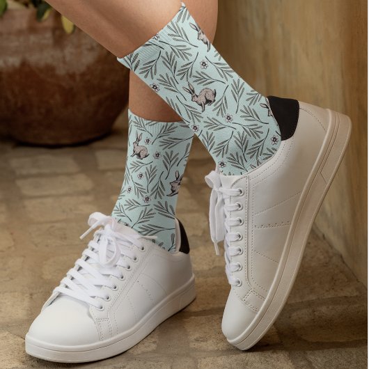 Chaussette Mignonne lapin à la menthe et nature Feuille