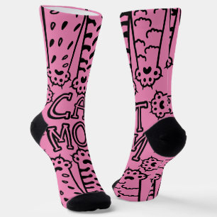 Chaussette Mignonne maman chat typographie avec pattes de cha