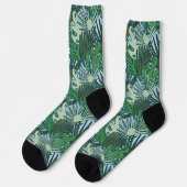 Chaussette Mignonne moderne vert Feuille Tropical Motif  (Gauche)