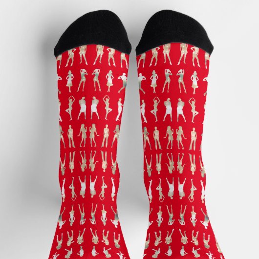 Chaussette Mignonne rouge blanc silhouette filles mode (Haut)