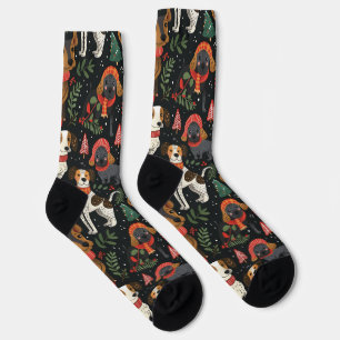 Chaussette Mignons Chiots de Noël Motif sans couture
