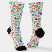 Chaussette Mignons monstres pixellisés colorés motifs (Angulaire)