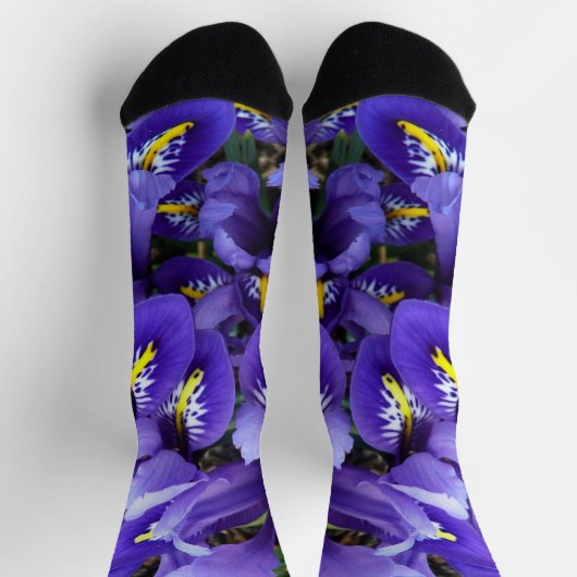 Chaussette Miniature Bleu Irises Printemps Floral (Haut)