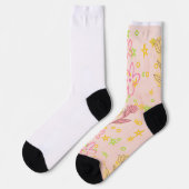 Chaussette Minimal floral doodle pattern -pastel colour art (Gauche)