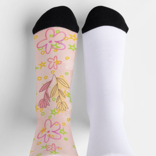 Chaussette Minimal floral doodle pattern -pastel colour art (Haut)