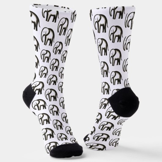 Chaussette Minimalist Elephant – Bold Ink Animal Design on  (Angulaire)