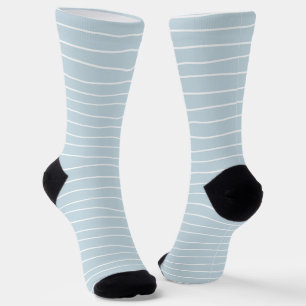 Chaussette Minimaliste Légère Bébé Bleu Blanc Lignes Ondulées