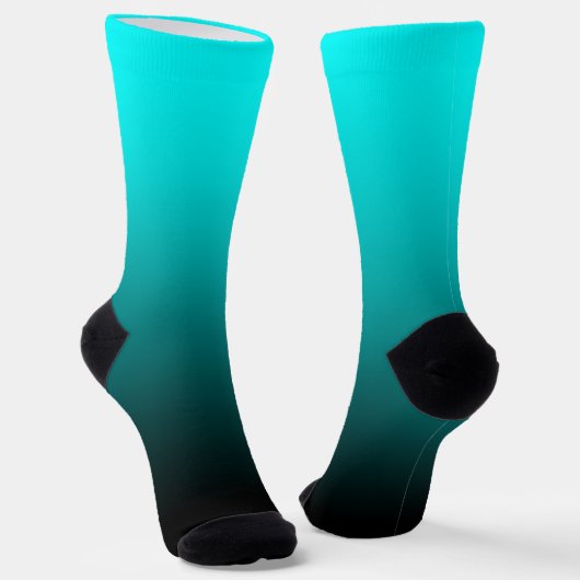 Chaussette Minimaliste Moderne Dégradé Aqua Noir (Angulaire)