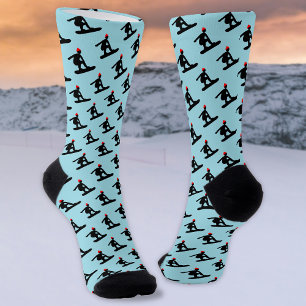 Chaussette Minuscule motif snowboardeur sur le bleu glace ou