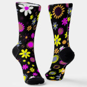 Chaussette Mod floral noir (Angulaire)