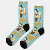 Chaussette Mode Créatif Activé : Peintre Chien Bichon Artiste (Gauche)
