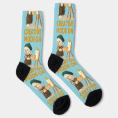 Chaussette Mode Créatif Activé : Peintre Chien Bichon Artiste (Droite)