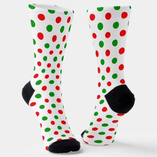 Chaussette Modèle à pois blancs rouges et verts (Angulaire)