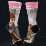 Chaussette Modèle de photos et de texte pour la nouveauté amu<br><div class="desc">Photo et texte Modèle personnalisées de la nouveauté Fun paire de chaussettes de Ricaso. Ajoutez votre propre photo personnalisée,  votre propre oeuvre d'art etc,  ajoutez du texte,  parfait pour le nom du destinataire. Une idée cadeau parfaite pour un destinataire spécial.</div>