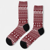 Chaussette Modèle de pull de Noël classique rouge pour renne (Gauche)