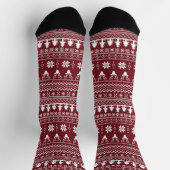 Chaussette Modèle de pull de Noël classique rouge pour renne (Haut)