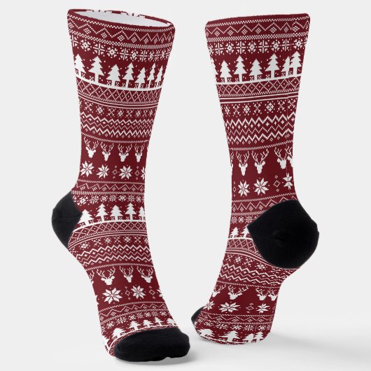 Chaussette Modèle de pull de Noël classique rouge pour renne (Angulaire)