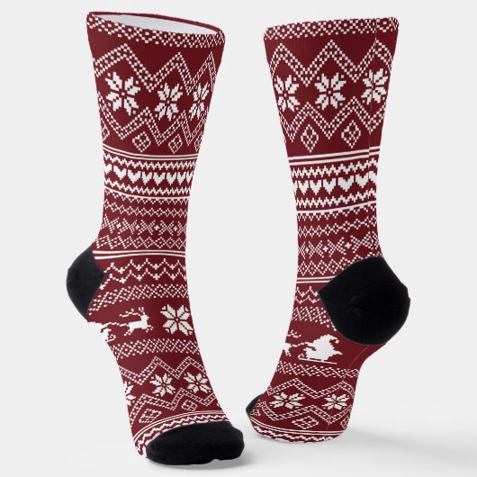 Chaussette Modèle de pull de Noël rouge Santa Claus (Angulaire)