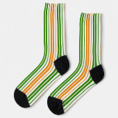 Chaussette Modèle de rayures verticales orange vert blanc (Gauche)