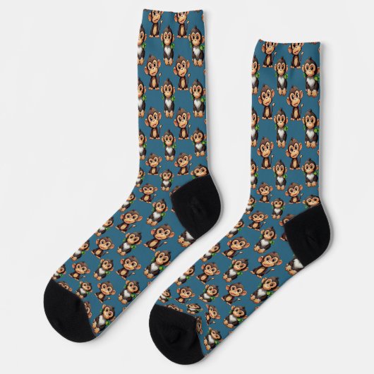 Chaussette Modèle de singe bleu (Gauche)