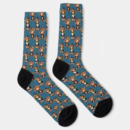 Chaussette Modèle de singe bleu  (Droite)
