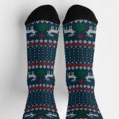 Chaussette Modèle de tricot de pull moche de Noël pour les fê (Haut)