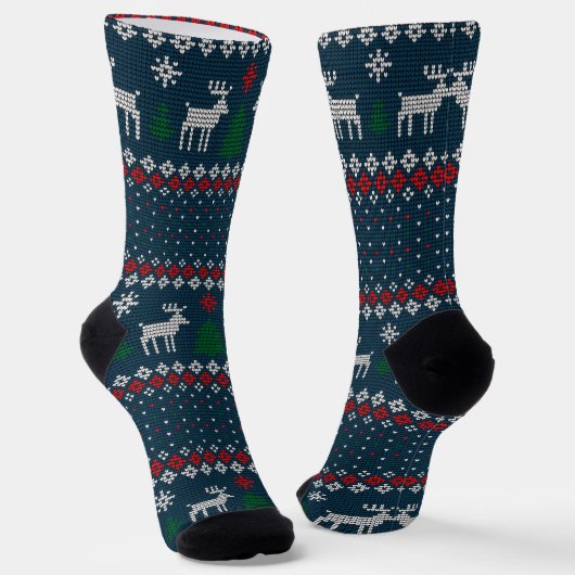 Chaussette Modèle de tricot de pull moche de Noël pour les fê (Angulaire)
