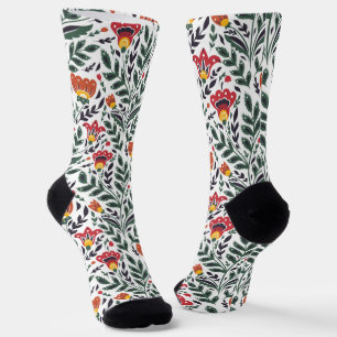 Chaussette Modèle floral art populaire