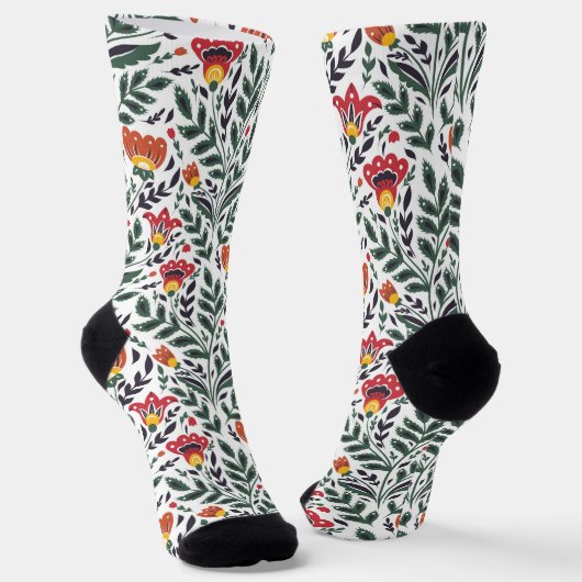 Chaussette Modèle floral art populaire (Angulaire)