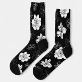 Chaussette Modèle floral blanc et bleu violet (Gauche)