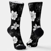 Chaussette Modèle floral blanc et bleu violet (Angulaire)