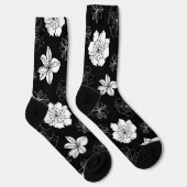 Chaussette Modèle floral blanc et bleu violet (Droite)