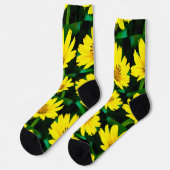 Chaussette Modèle floral jaune vif (Gauche)