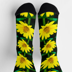 Chaussette Modèle floral jaune vif