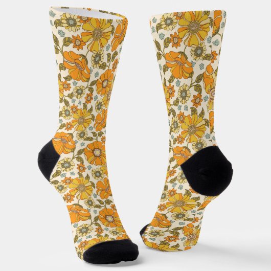 Chaussette Modèle Floral Orange vintage (Angulaire)