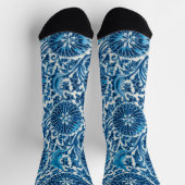 Chaussette Modèle Floral Ornemental Bleu vintage (Haut)