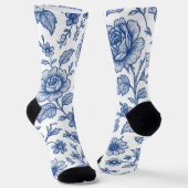 Chaussette Modèle Floral Royal Bleu Rose (Angulaire)