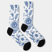 Chaussette Modèle Floral Royal Bleu Rose (Droite)